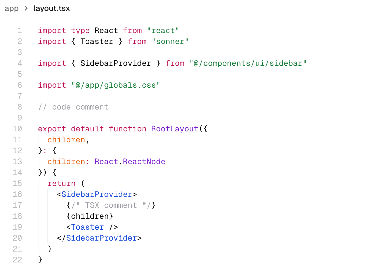 Code with syntax highlighting and line numbers